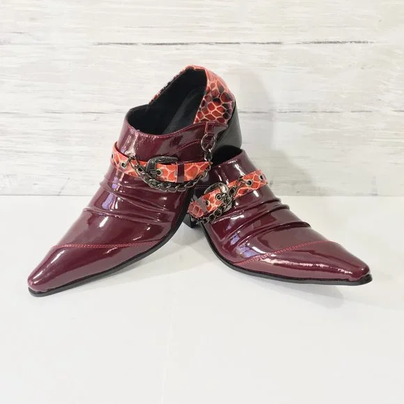 Wolf Valley Patent Leather Pointed Embossed Croc Fashion Shoes NWOB Reece Pointed Toe Leather Loafers - Croc Embossed | Talbots main image 4